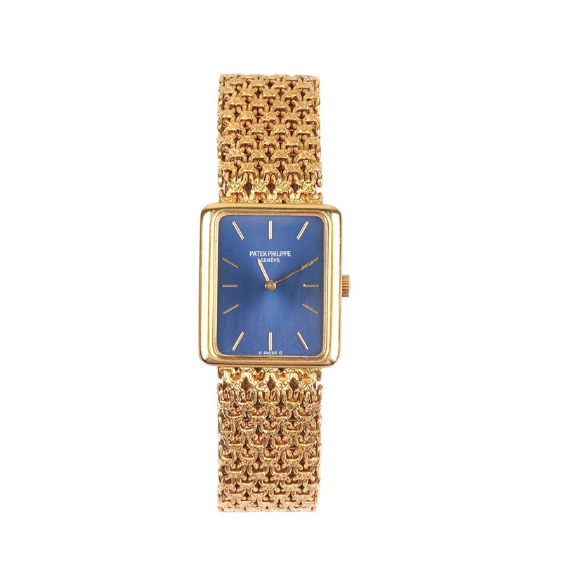 PATEK PHILIPPE Orologio da polso in oro giallo 18 kt e smalto blu Ref. 4224/3