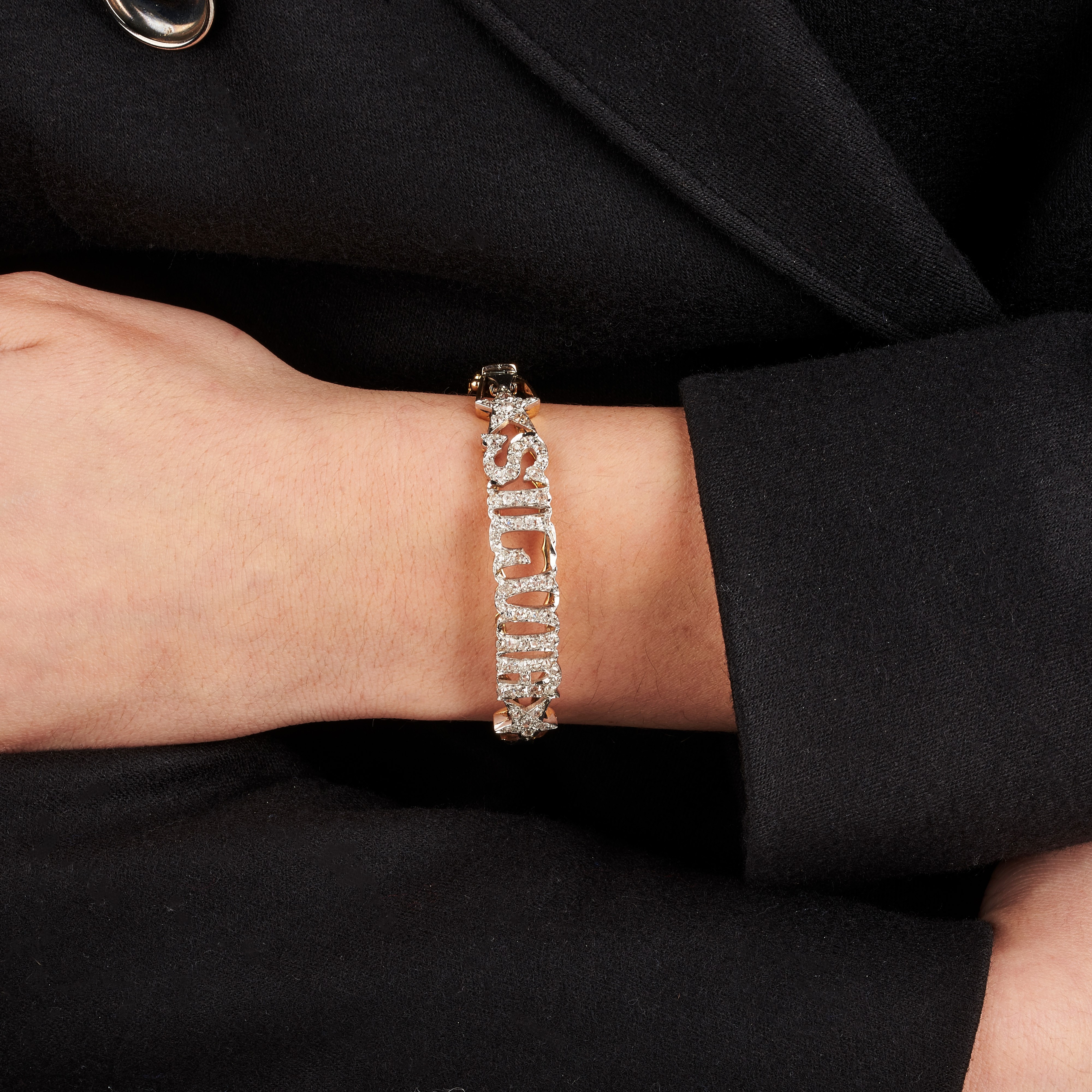 Bracciale "Silvia" in oro giallo 18 kt, oro bianco e diamanti