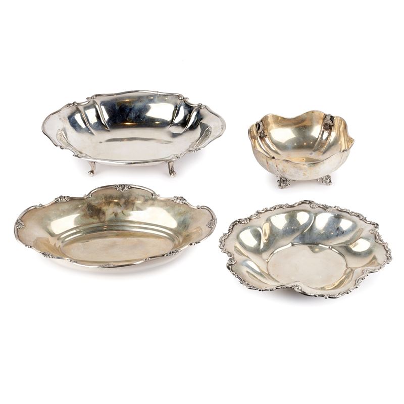 Quattro cestini centrotavola i argento 800