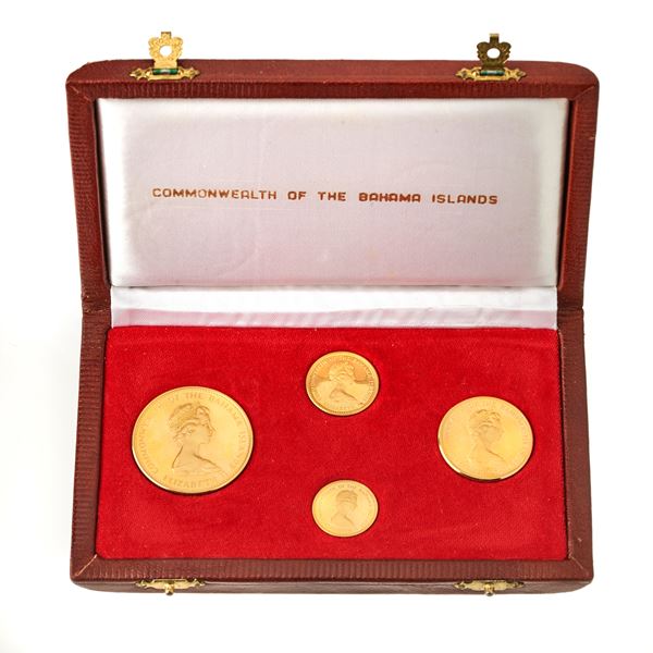 Quattro monete in oro giallo 22 kt "Comonwealth of the Bahama Island"