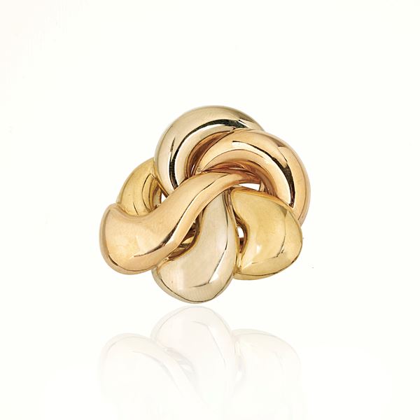 Spilla in oro giallo 18 kt , oro bianco e oro rosa