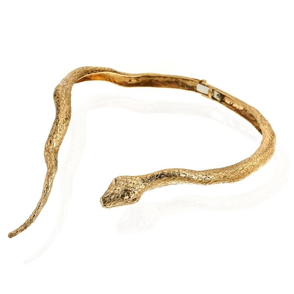 Girocollo rigido Serpente in metallo dorato