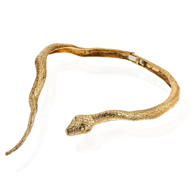 Girocollo Rigido Serpente in Metallo Dorato