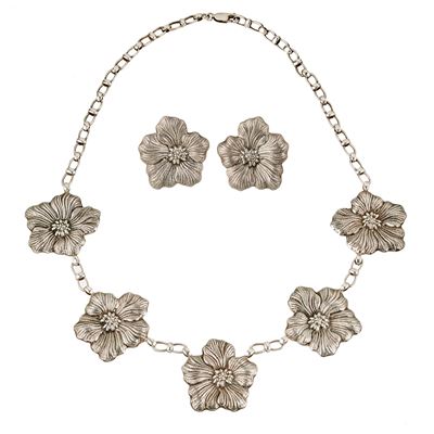 Gianmaria Buccellati Paio di Orecchini e Girocollo Floreale in Argento Sterling 925