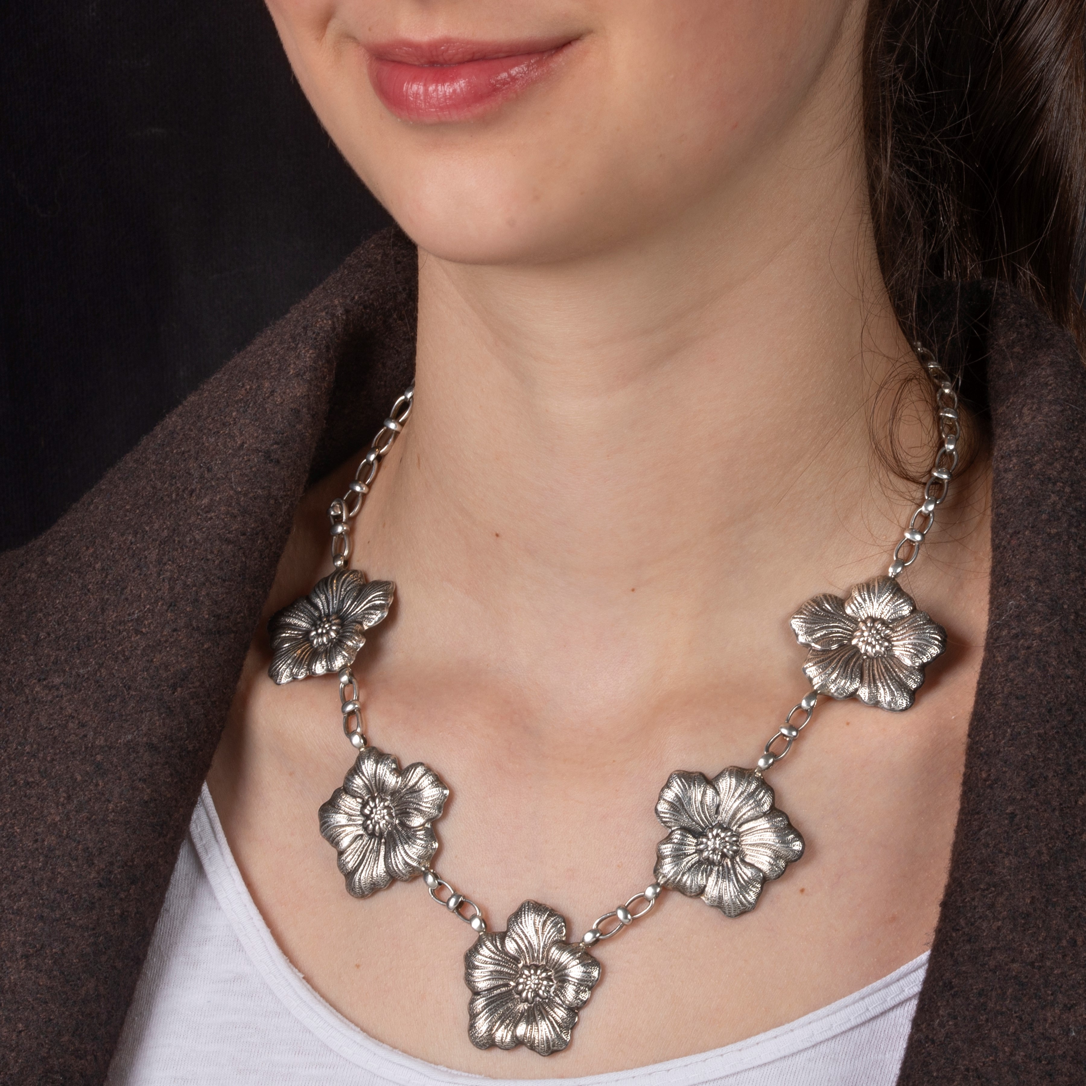 Gianmaria Buccellati Paio di Orecchini e Girocollo Floreale in Argento Sterling 925