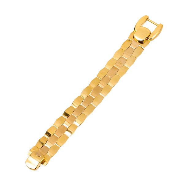 Bracciale ad imitazione del tessuto in oro giallo 18 kt e oro rosa