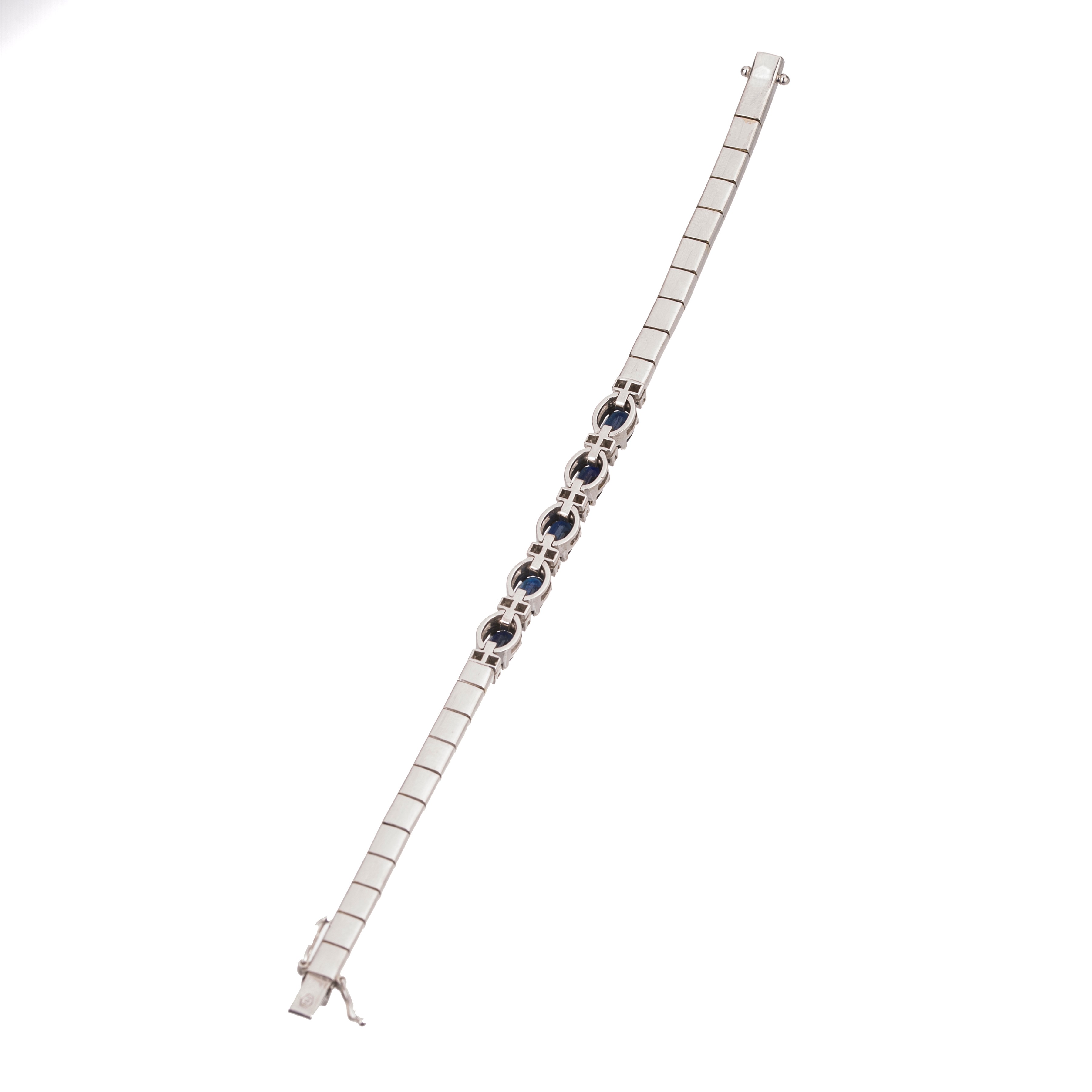 Bracciale in oro bianco, diamanti e zaffiri