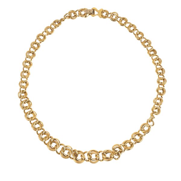 Girocollo a maglie in oro giallo 18 kt lucido e satinato