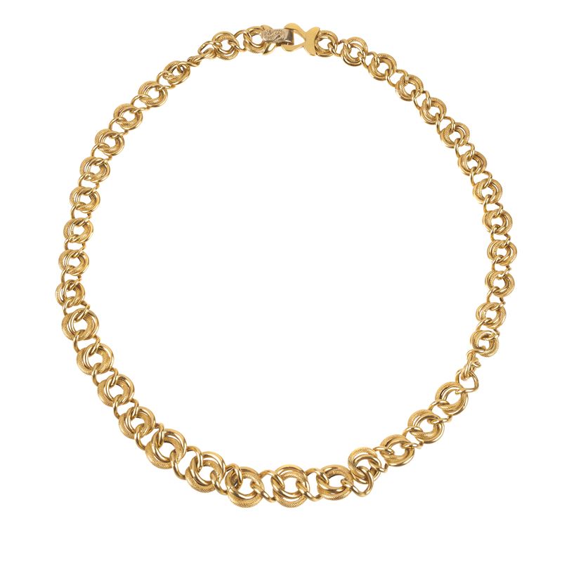 Girocollo a maglie in oro giallo 18 kt lucido e satinato