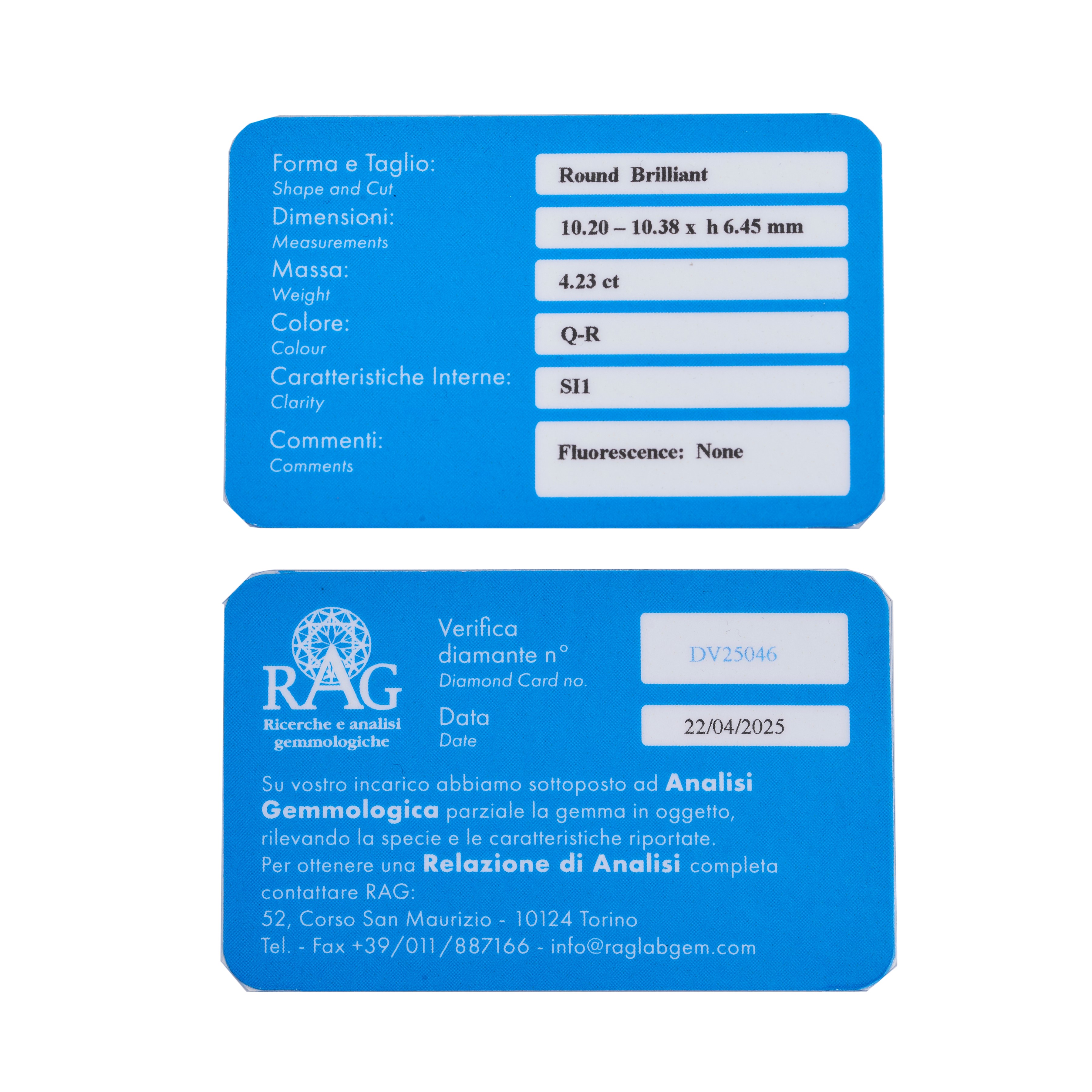 Anello solitario in oro bianco e diamante di ct 4.23