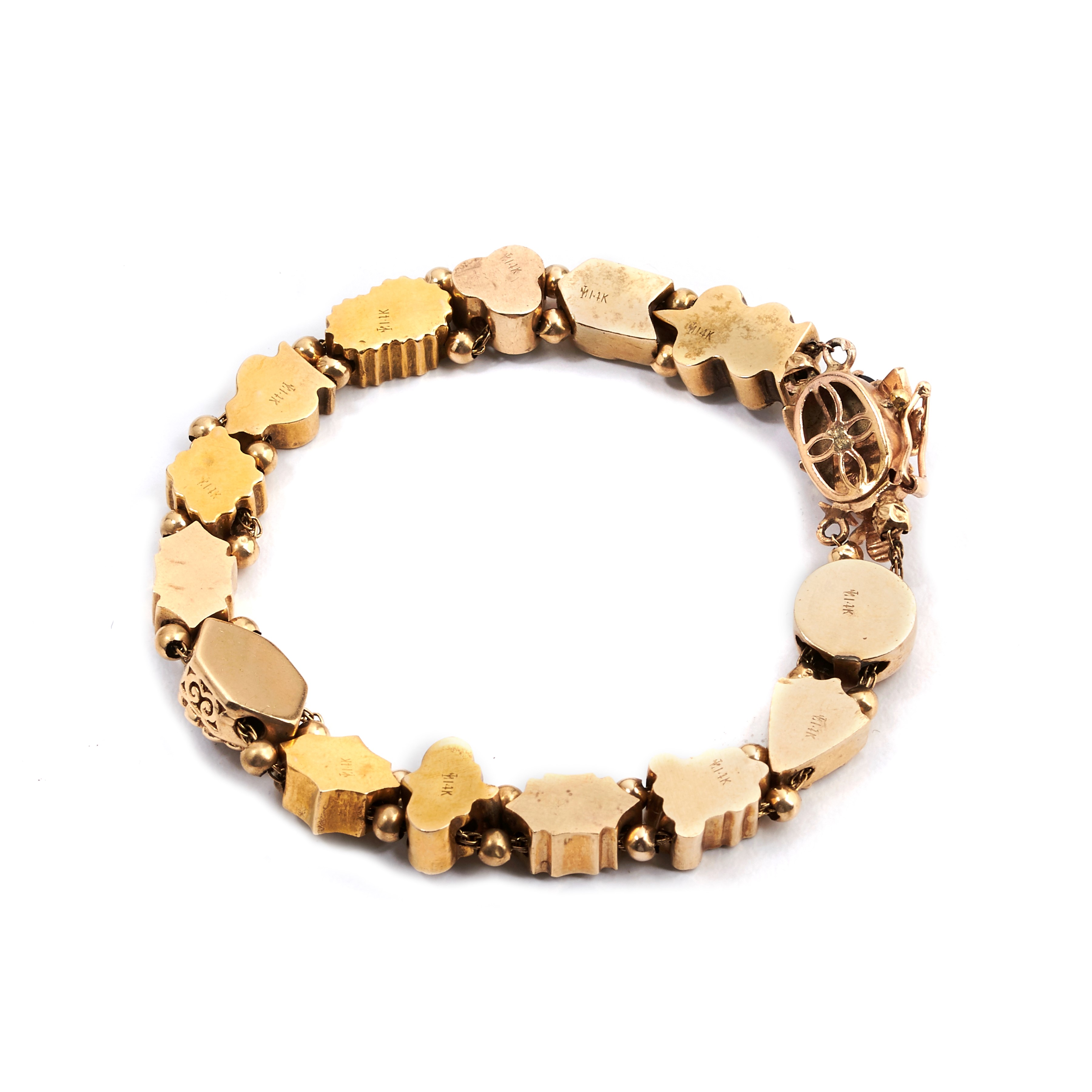 Bracciale in oro giallo 14 kt e pietre