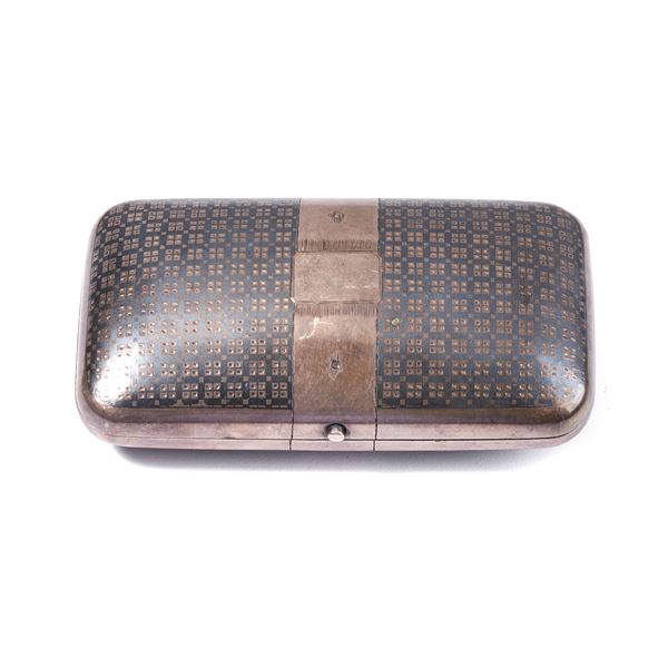 Box with belt motif in niello-engraved silver