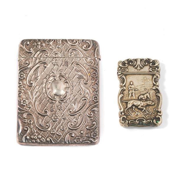 Cigarette and match holder in silver