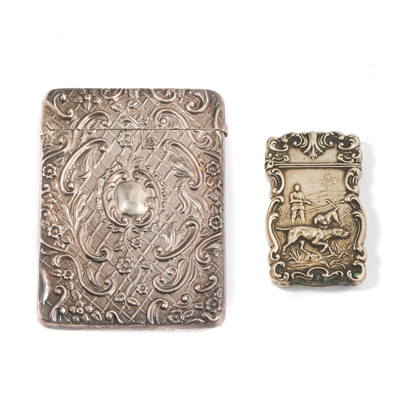 Porta sigarette e porta fiammiferi in argento