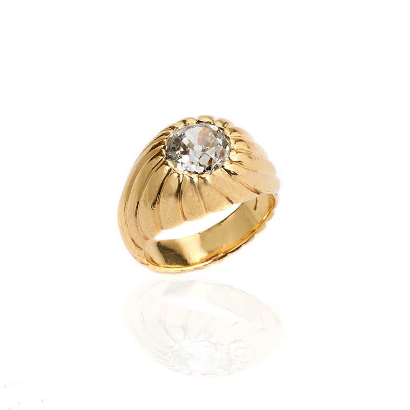 Anello da mignolo in oro giallo 18 kt e diamante