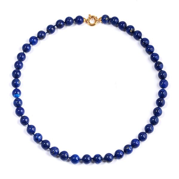 Lapis lazuli boule and 18 kt yellow gold necklace