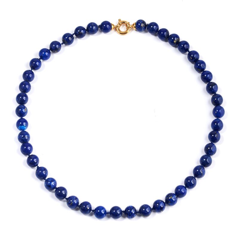 Collana in boule di lapislazzuli e oro giallo 18 kt