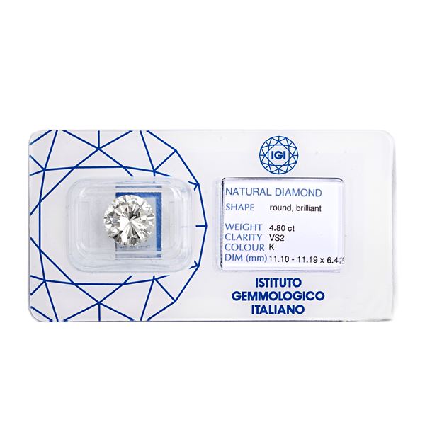 Brilliant-cut diamond of ct 4.80 in blister