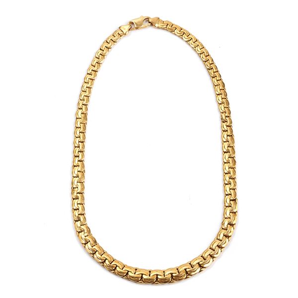 18kt gold interlaced double link necklace