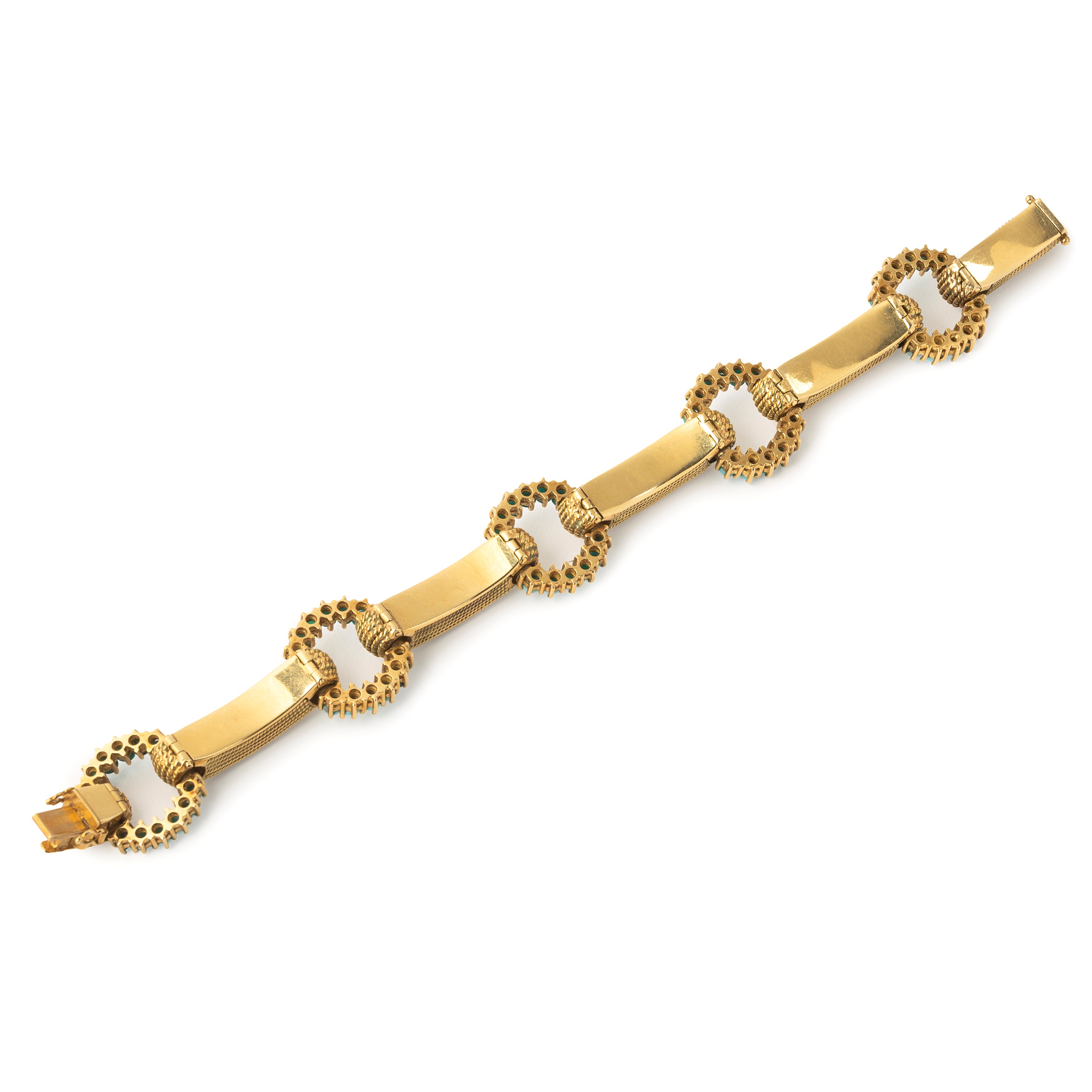 Grande bracciale in oro giallo 18 kt e turchese