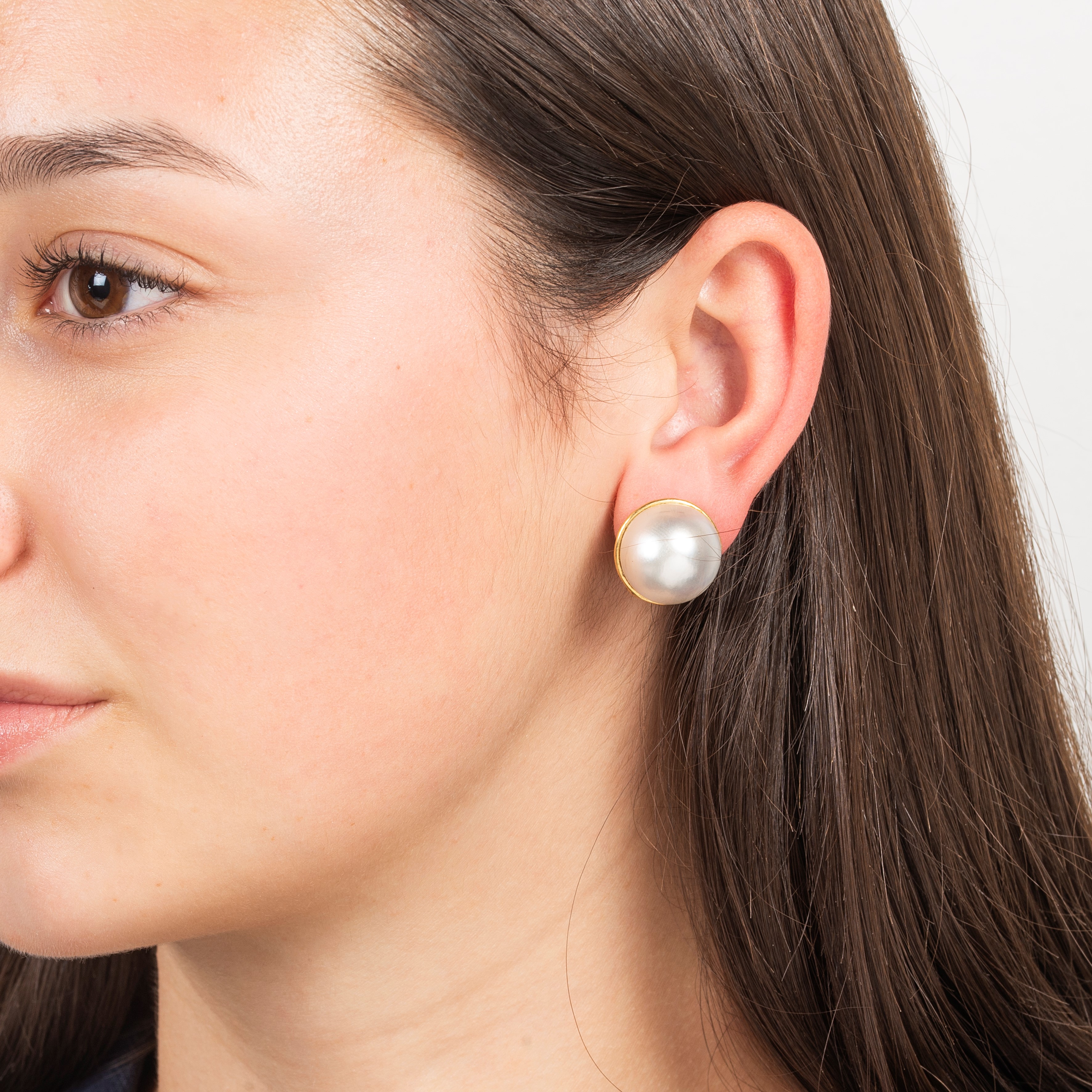 Grandi orecchini in oro giallo 18 kt e perle mabè