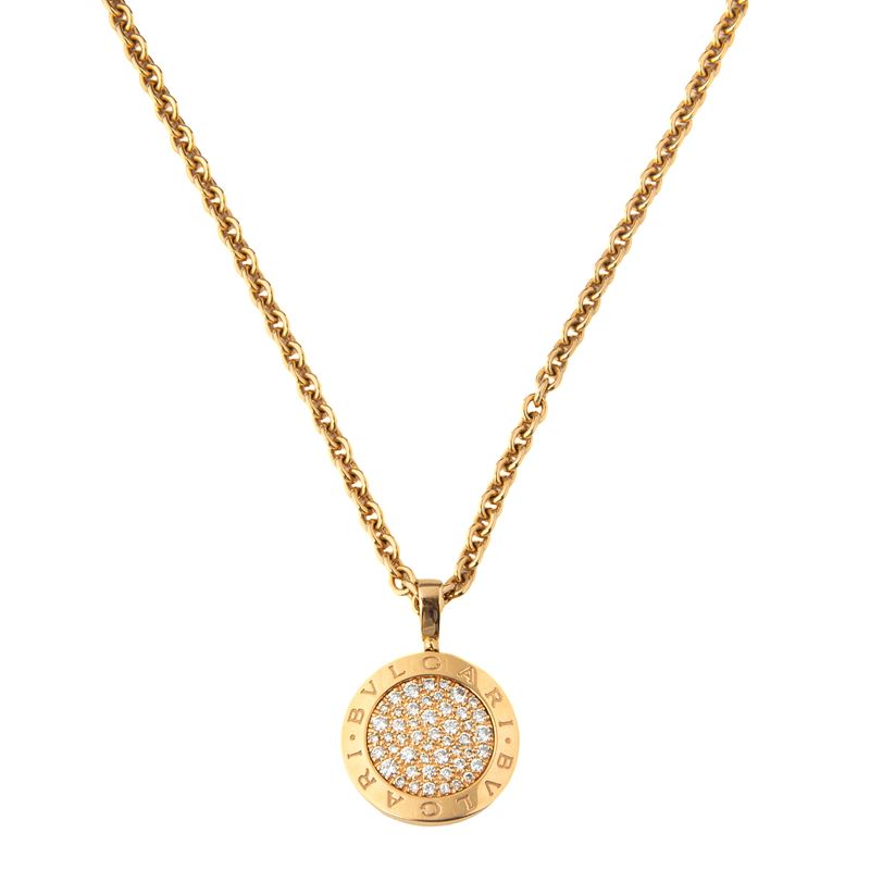 Catena a maglie e pendente in oro rosa 18 kt e diamanti