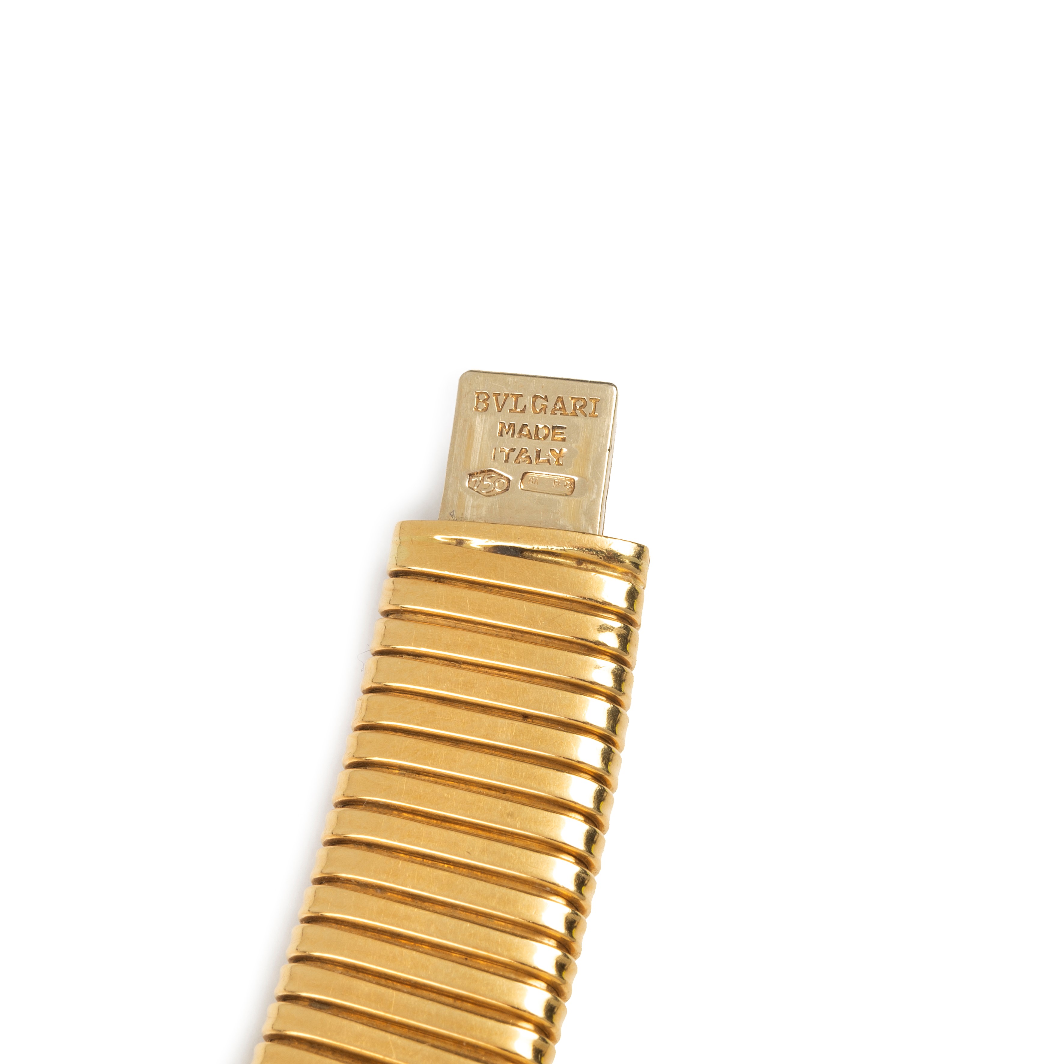 Girocollo tubogas in oro giallo 18kt, granati e zaffiro chiaro