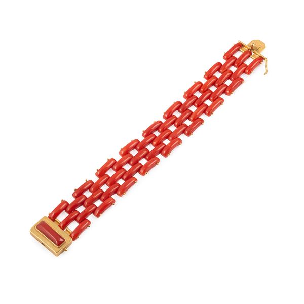 ASCIONE Bracelet in 18 kt yellow gold and red coral