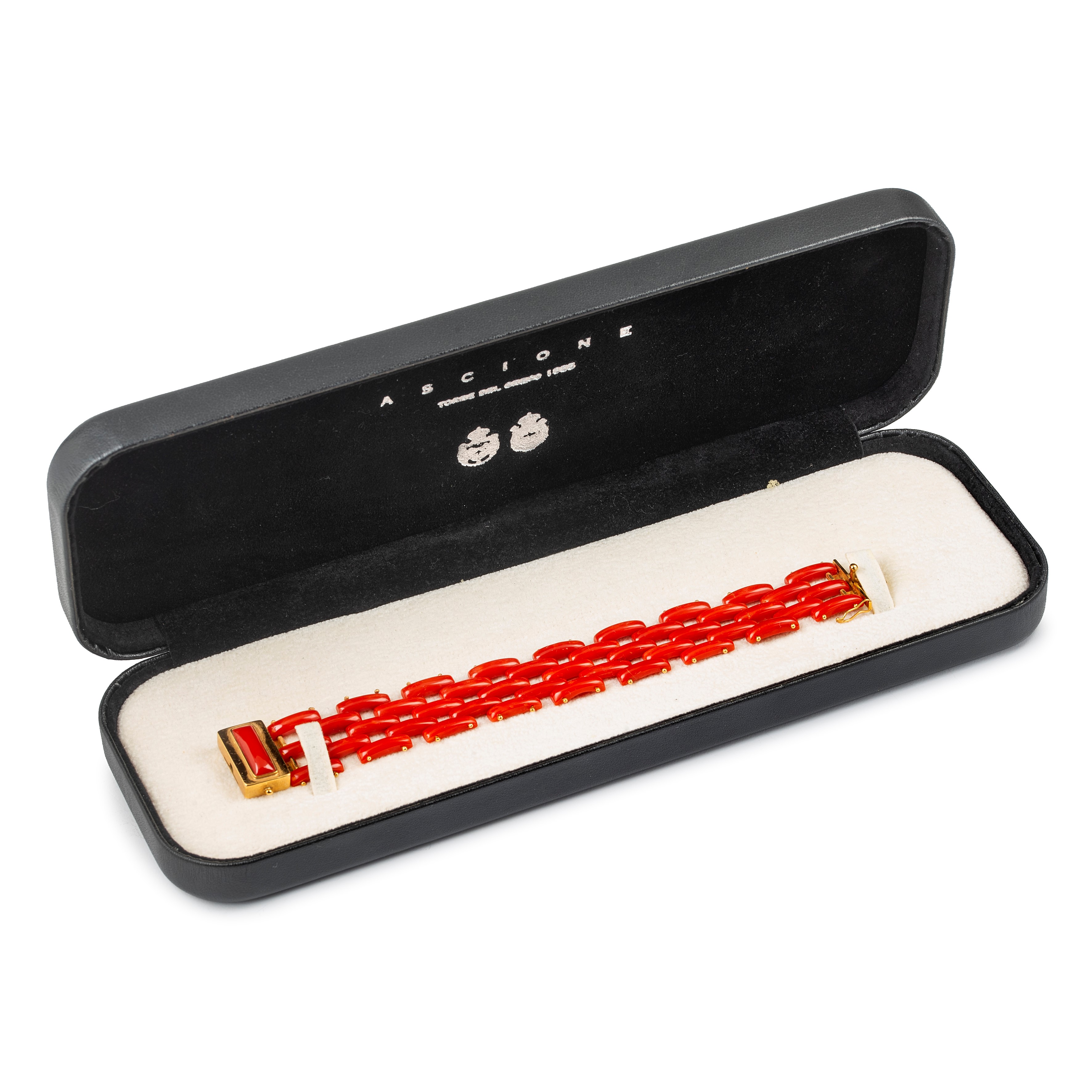 ASCIONE Bracciale in oro giallo 18 kt e corallo rosso