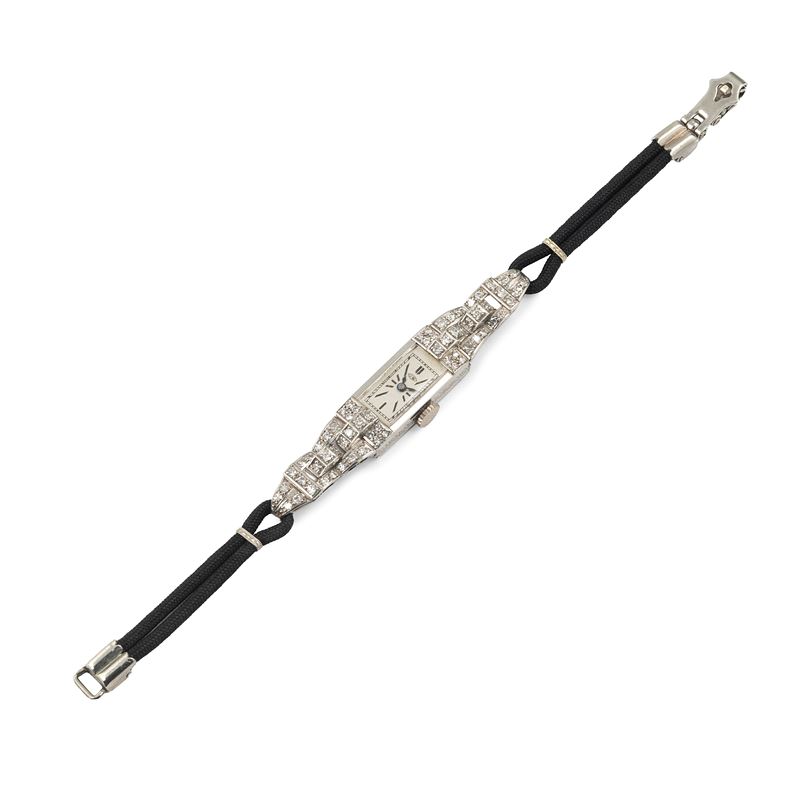 Orologio da signora in platino e diamanti