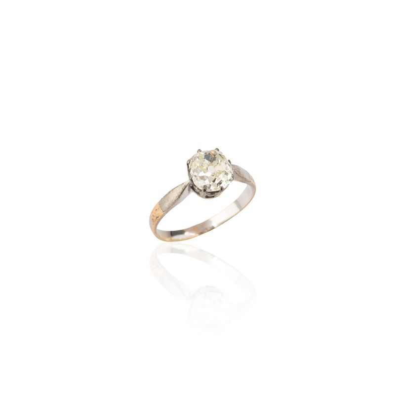 Anello solitario in oro bianco 18 kt e diamante
