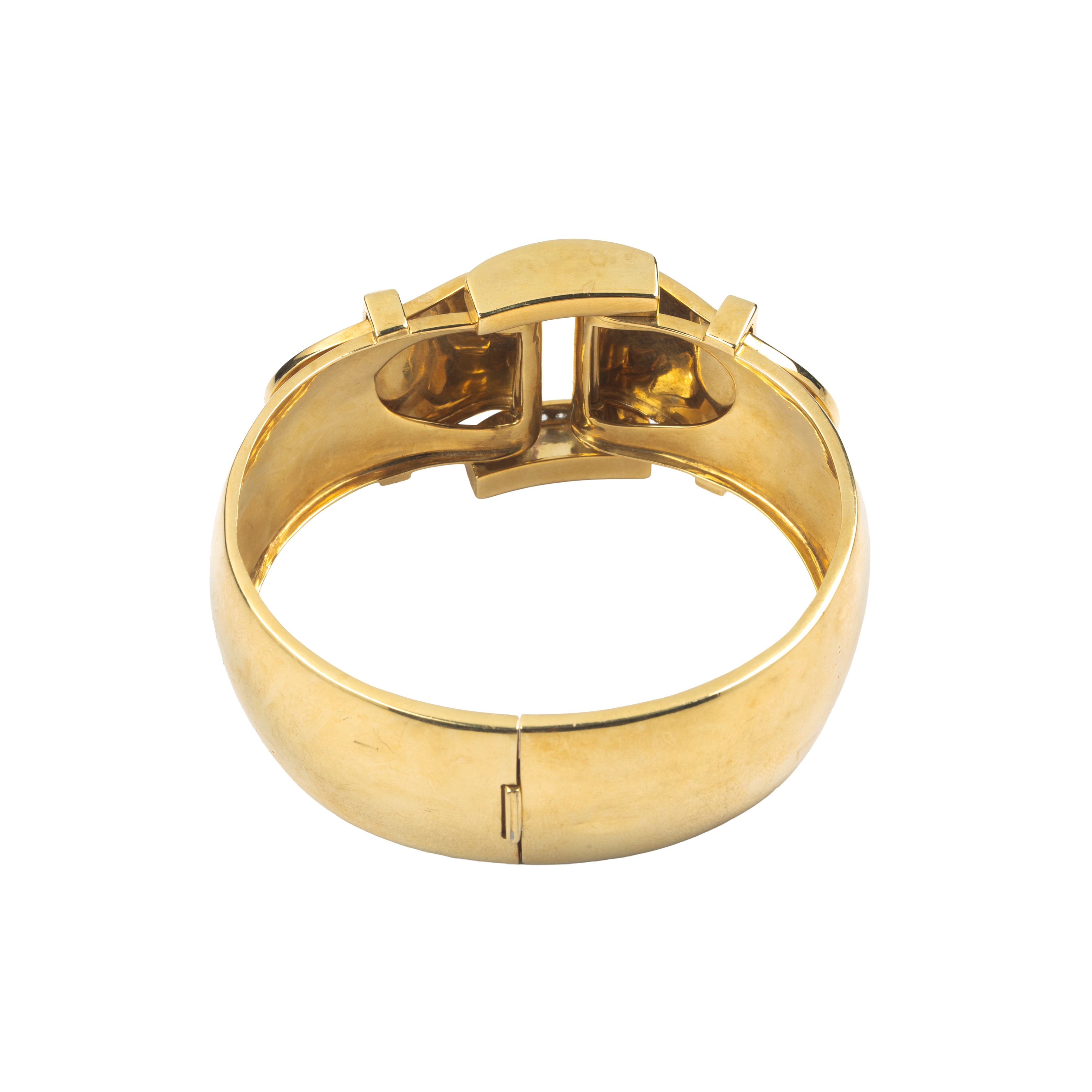Grande bracciale a fibbia in oro giallo 18 kt e diamanti