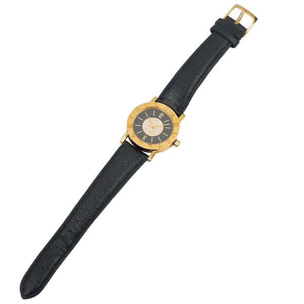 BULGARI - 18 kt yellow gold and diamond wristwatch