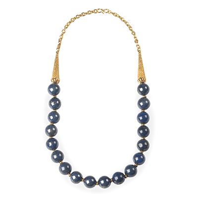 Collana in oro giallo 18 kt con sfere di lapislazzuli