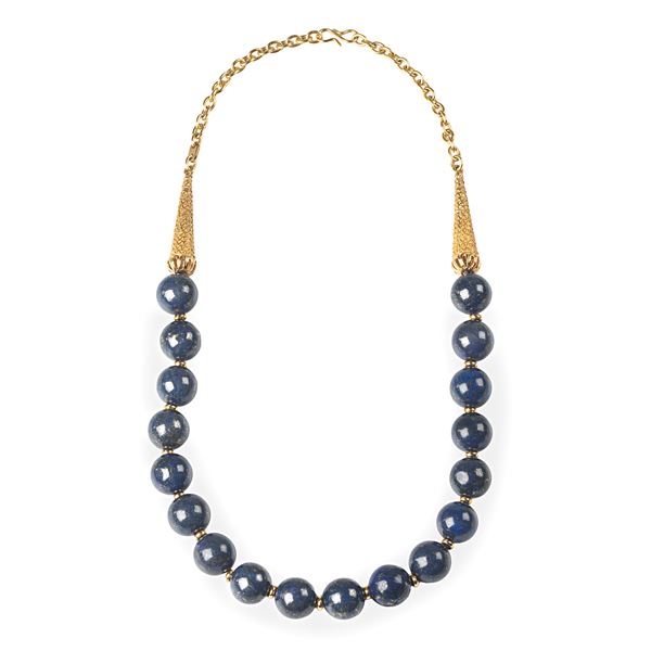 Necklace in 18 kt yellow gold and lapis lazuli