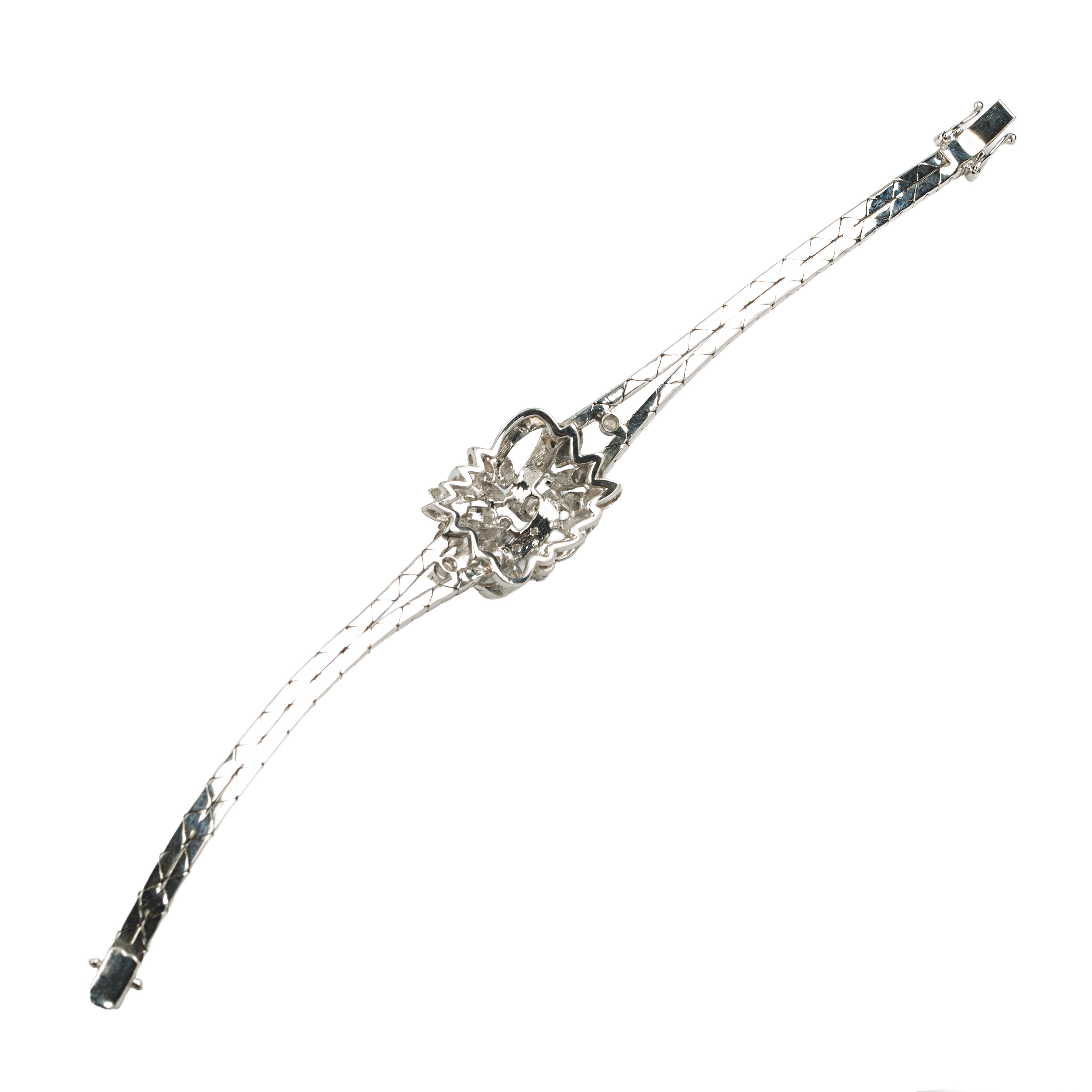 Bracciale floreale in oro bianco 18 kt e diamanti