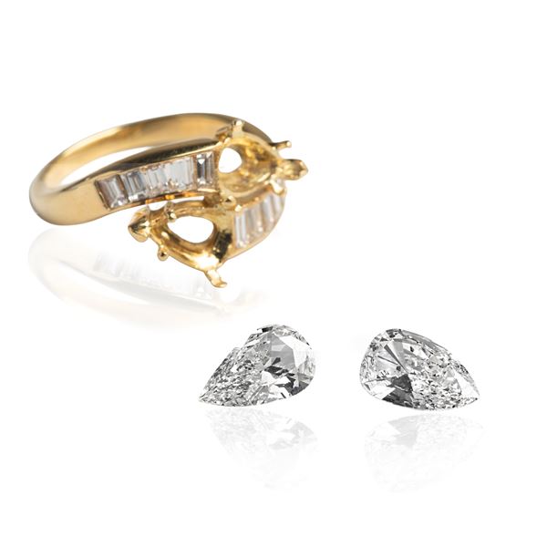Contrariè ring in 18 kt yellow gold and diamonds