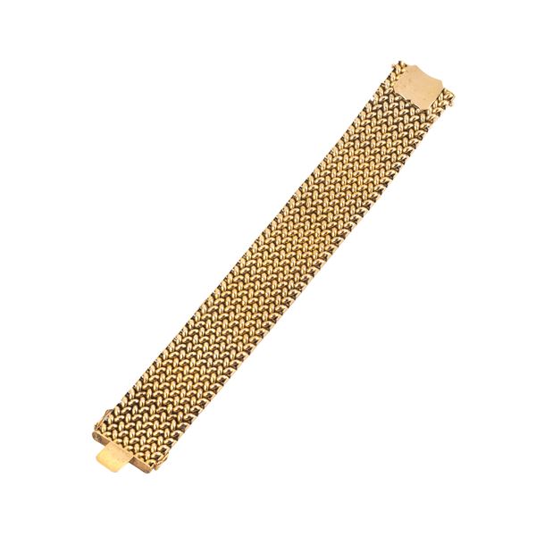 Bracelet imitating fabric in 18 kt yellow gold