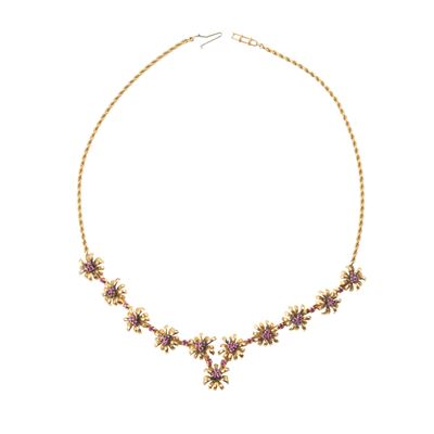 Girocollo floreale, oro giallo 18 kt e rubini (anni Cinquanta)