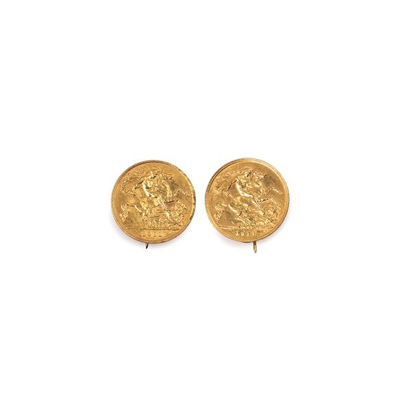 Pair of dangling earrings made with two sterling gold from 1911