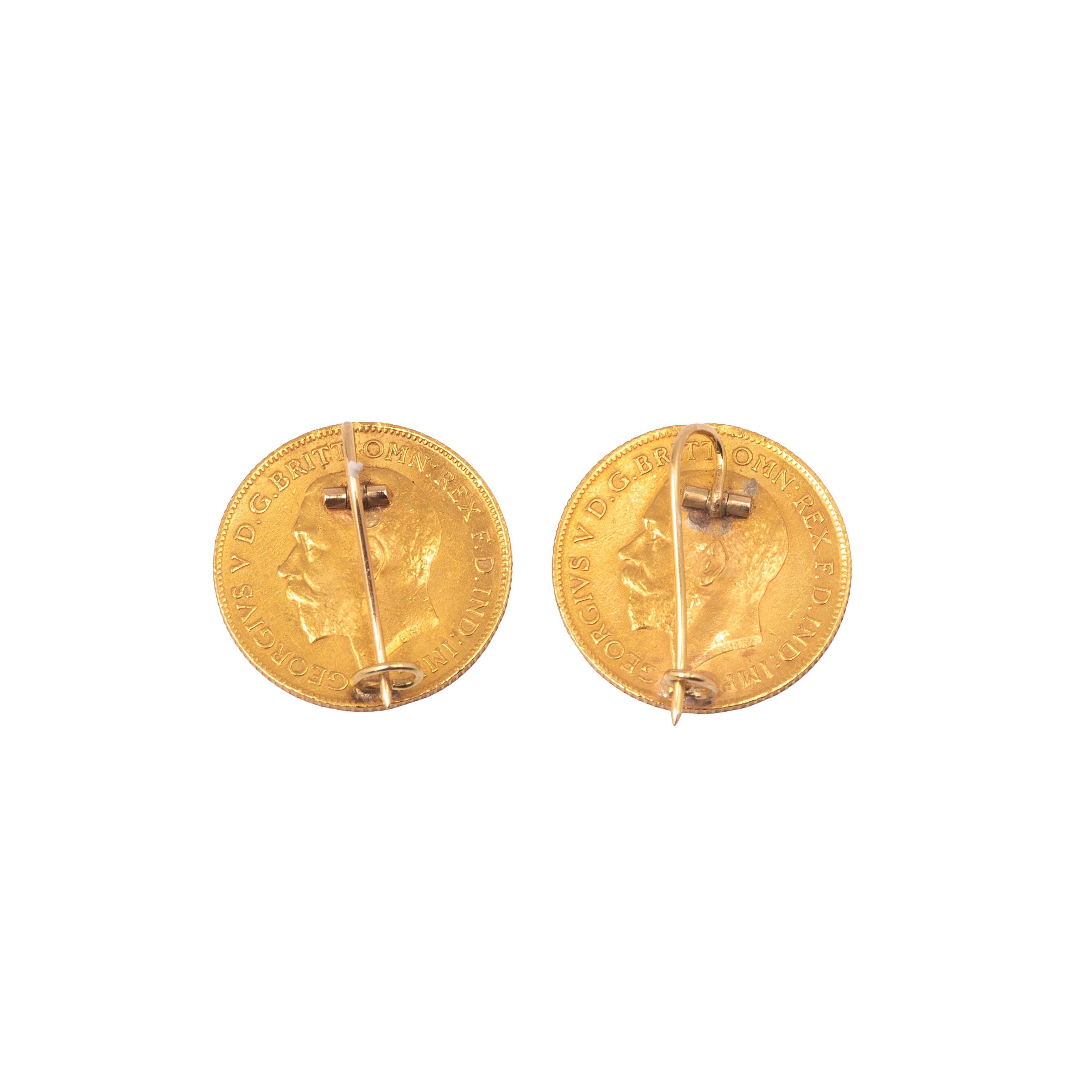 Paio di orecchini pendenti, due sterline in oro 1911