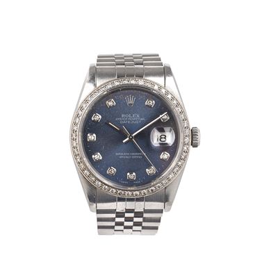 Oyster Perpetual Datejust in acciaio con diamanti