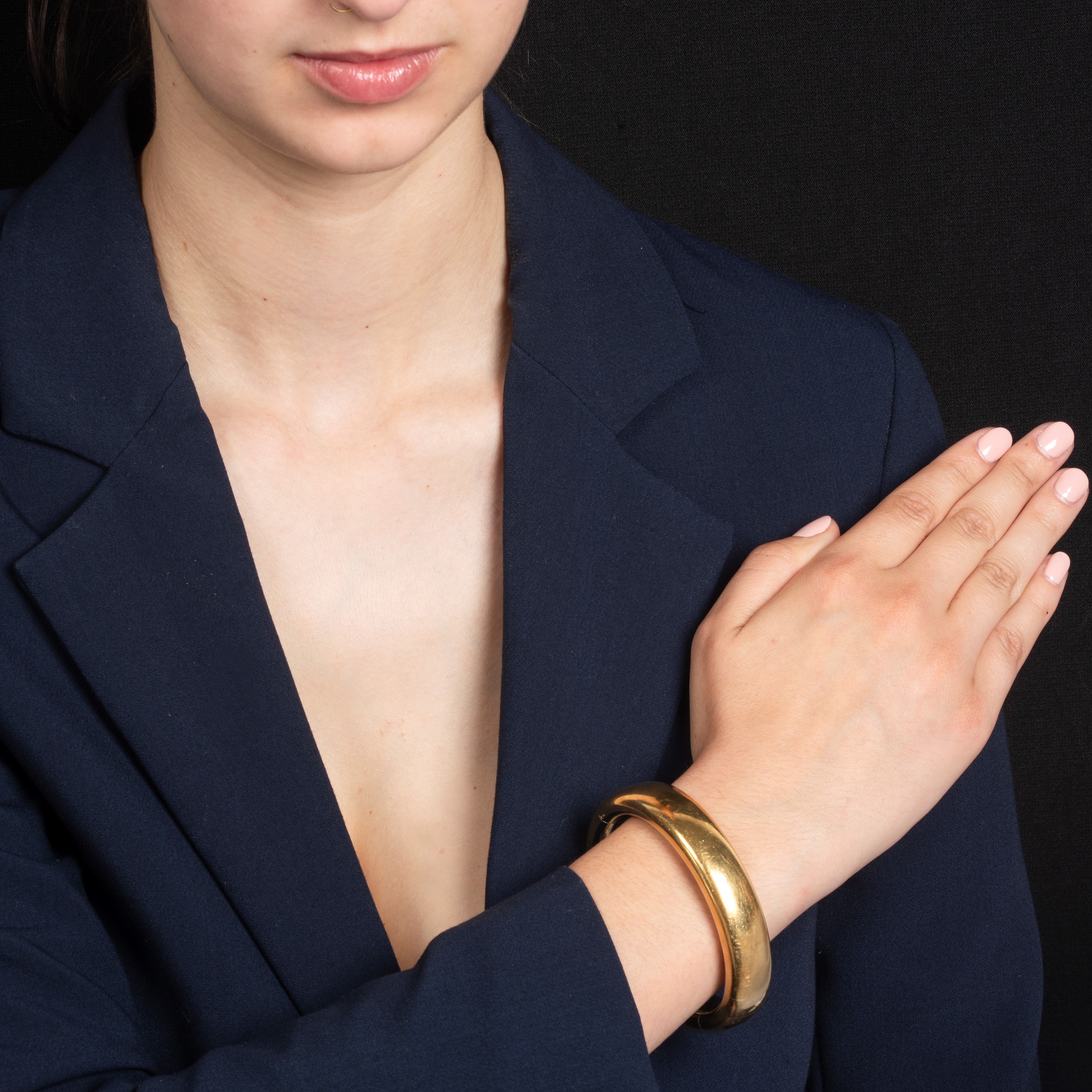 Pomellato - Grande bracciale rigido in oro giallo e bianco 18 kt