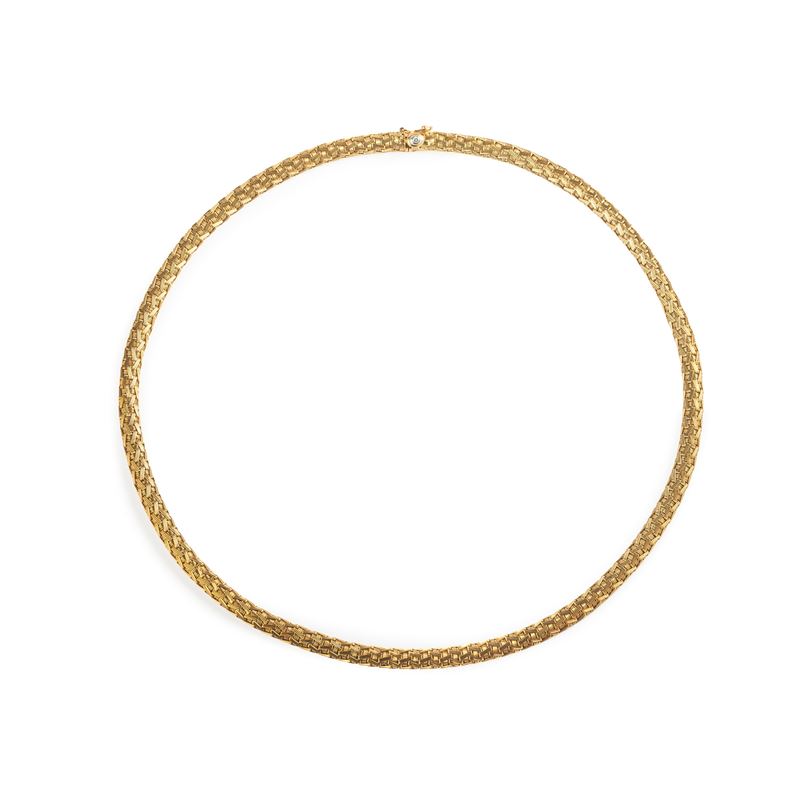 Oro giallo 18 kt, Girocollo a maglia intrecciate
