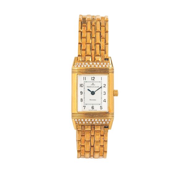 JAEGER LECOULTRE - JAEGER LECOULTRE Reverso lady's watch Ref. 260.1.86 in 18 kt yellow gold and diamonds