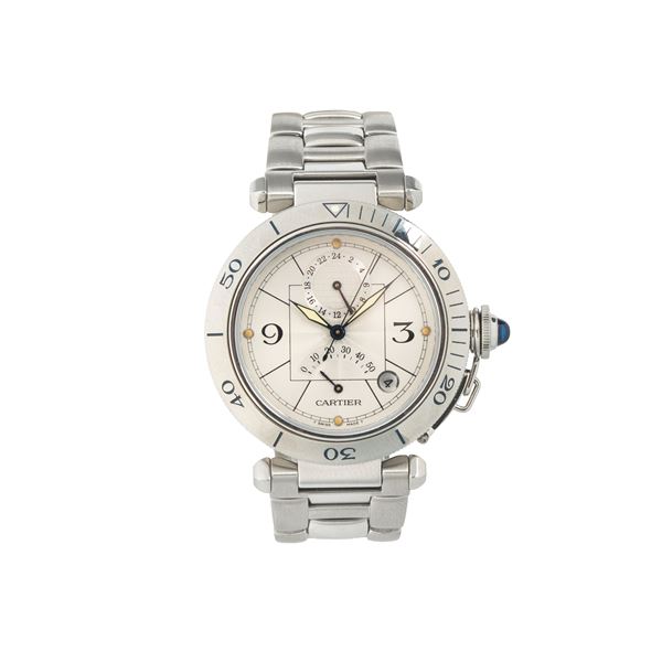 CARTIER - CARTIER Pasha Power Reserve GMT Ref. 2388 wristwatch in steel