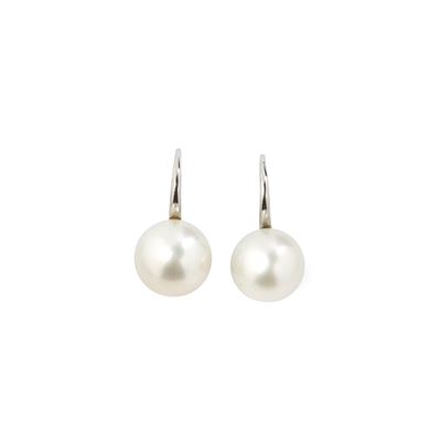 Orecchini pendenti, oro bianco 18 kt e perle australiane