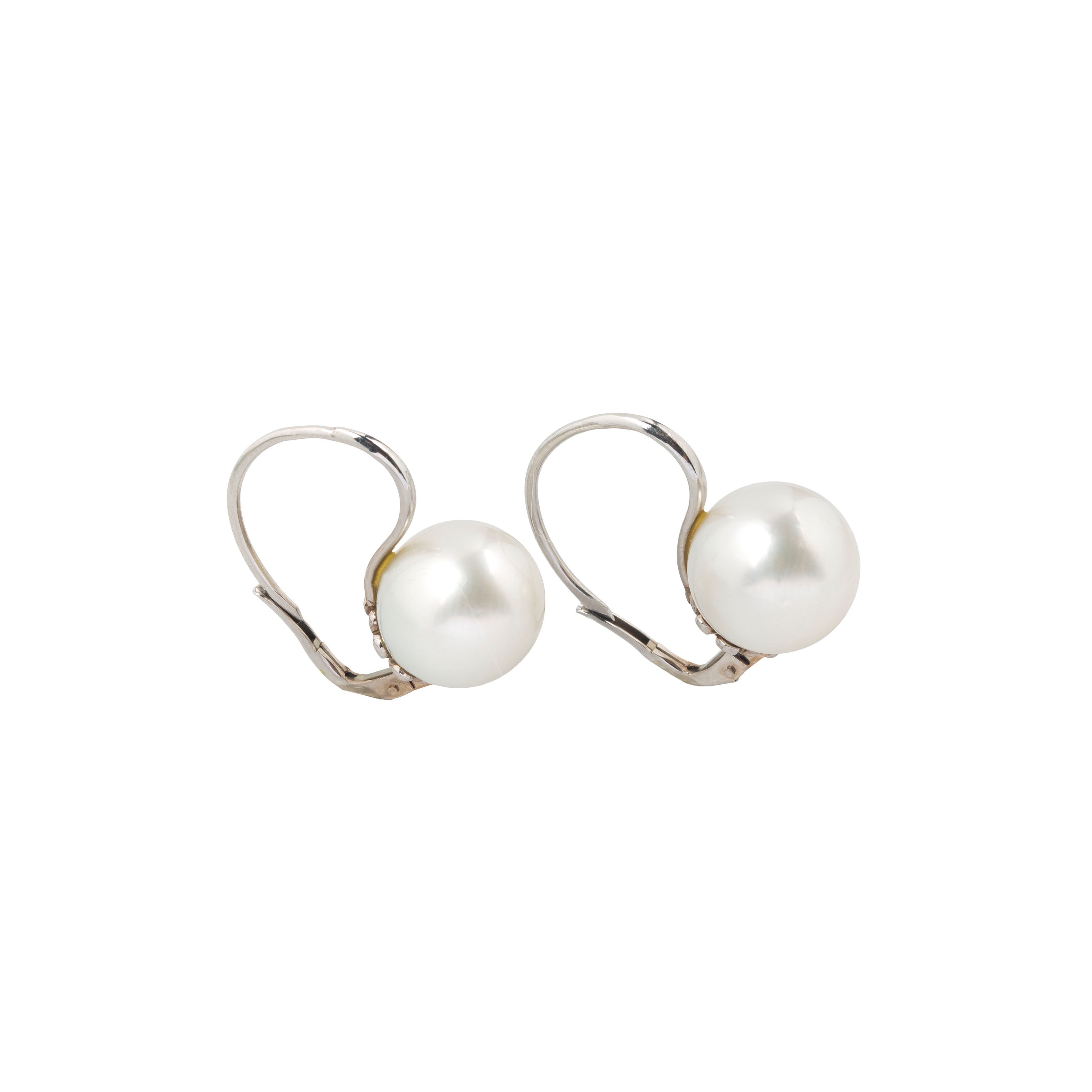 Orecchini pendenti, oro bianco 18 kt e perle australiane