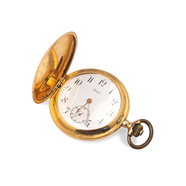 Large pocket watch in 18 kt yellow gold