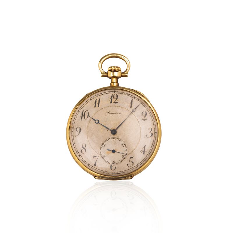 Longines - Grande orologio da tasca in oro giallo 18 kt, quadrante firmato